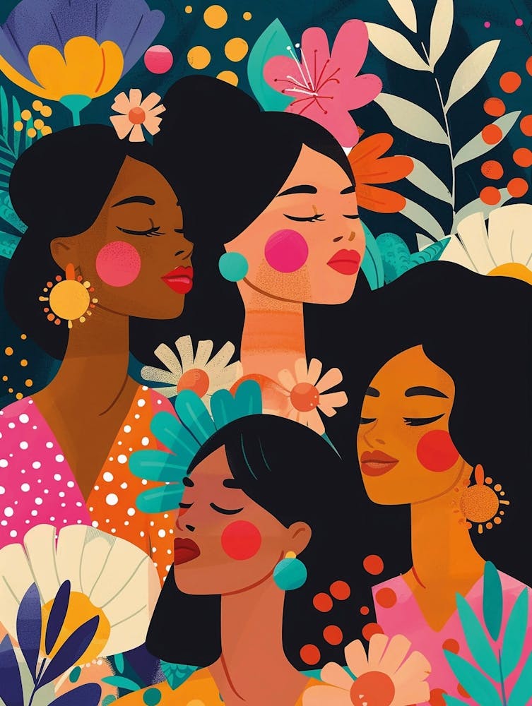 Floral Multi Cultural International Women's Day March 8