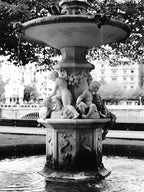 Water Fountain Statue, Black And White St Sebastian, Spain