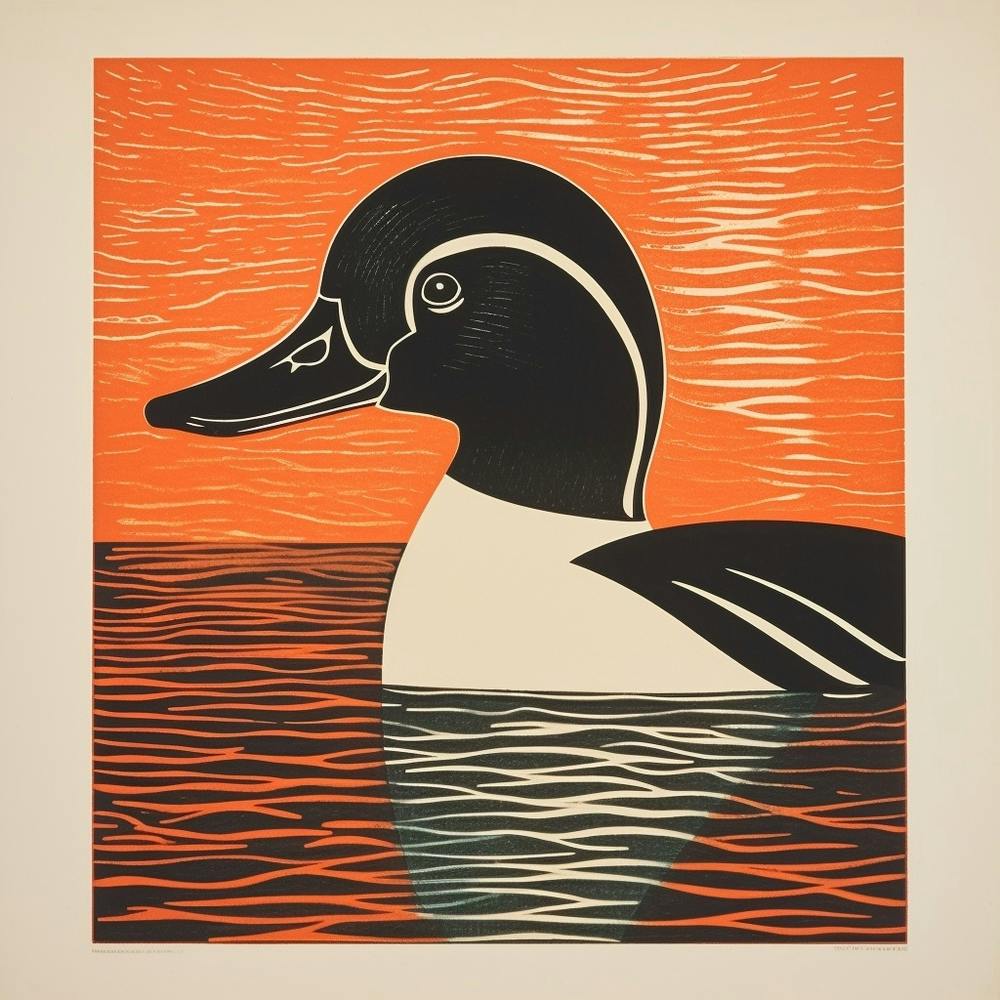 Retro Bird Lithograph Bufflehead 3