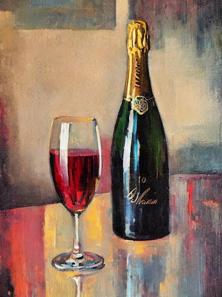 New Zealand Sparkling Wine Oil Painting Cocktail Poster