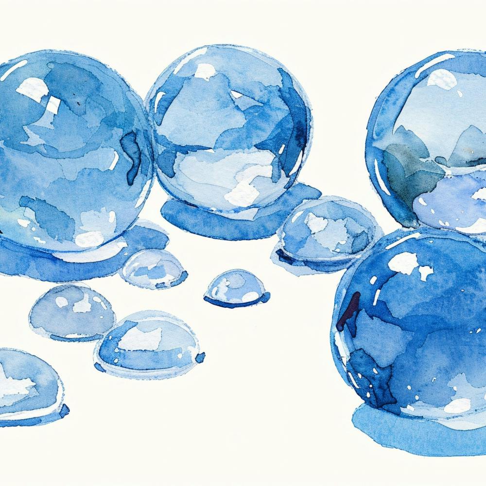 Watercolor Blue Glass Spheres