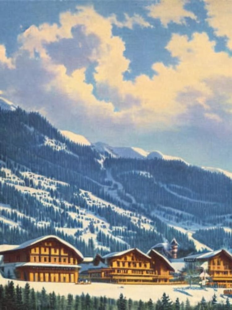 Schladming, Autriche Station de Ski Paysage Vintage 1 Affiche de Ski
