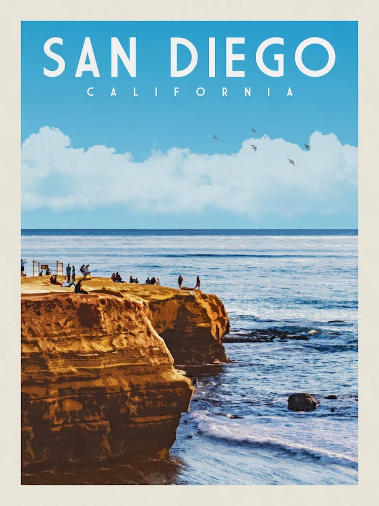 San Diego Cliffs California Travel Poster