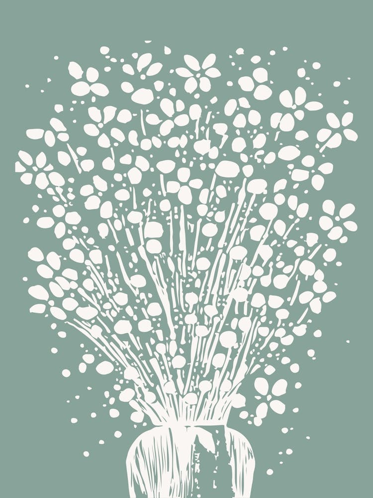 White Flowers on Pastel Green Backdrop 1