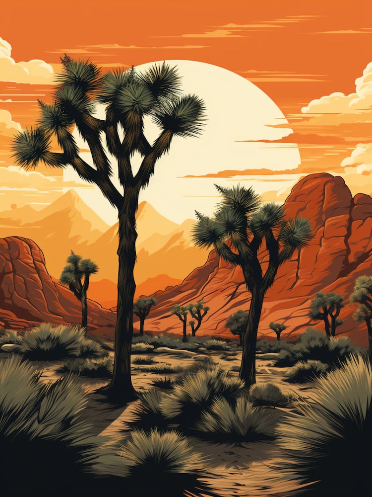 Joshua Tree In Mountains In Style Of Gold And Black (3)
