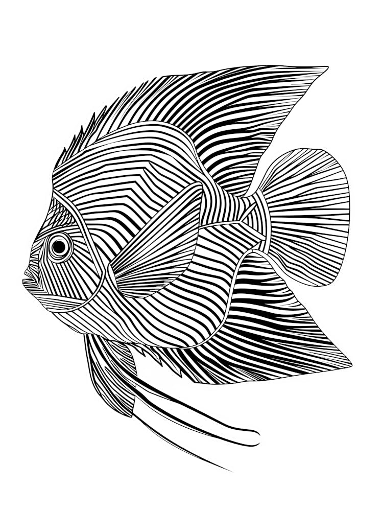Angelfish animal lines art