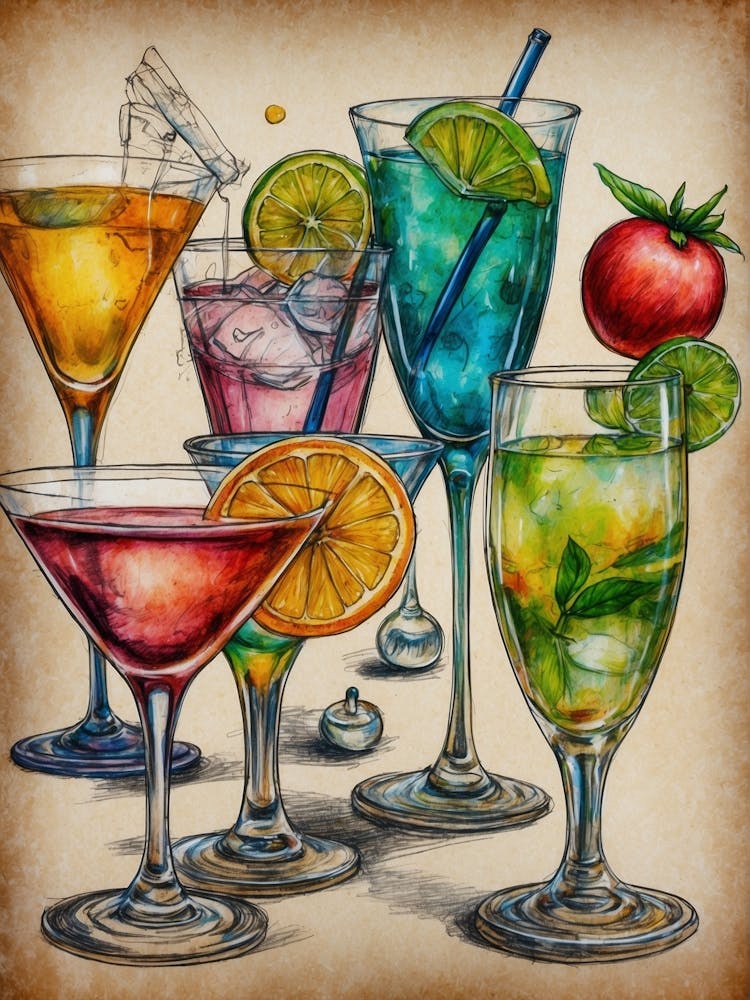 Watercolor Cocktail Painting 2