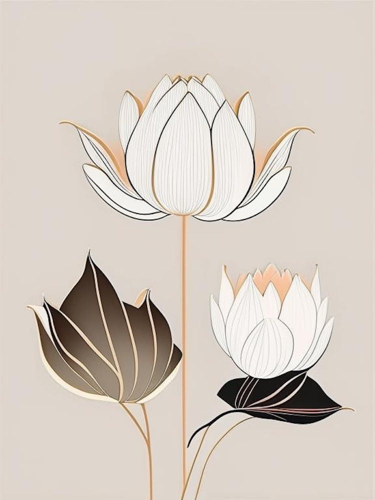 Lotusblumen im Garten Retro Minimal 4