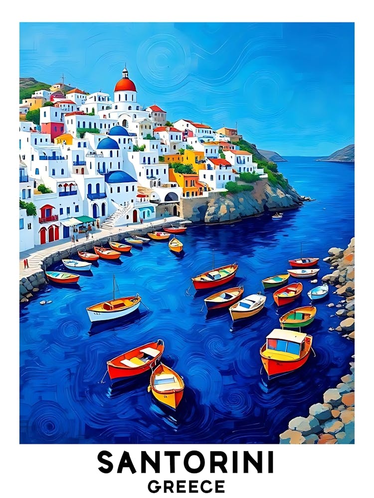 Santorini - Greece Vintage Travel Poster 42