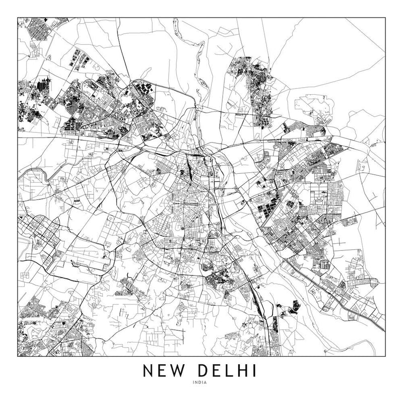 New Delhi White Map Square