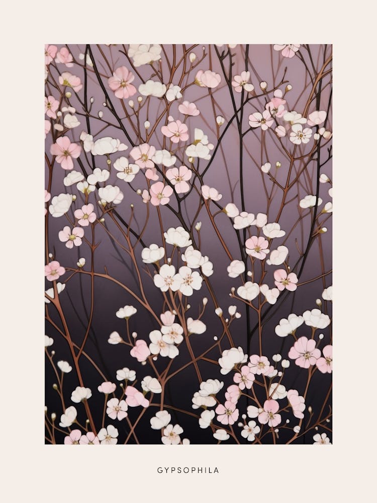 Flower Illustration Gypsophila Babys Breath 2 Poster
