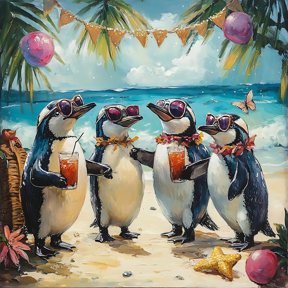 Tropical Penguin Beach Party Fun 11