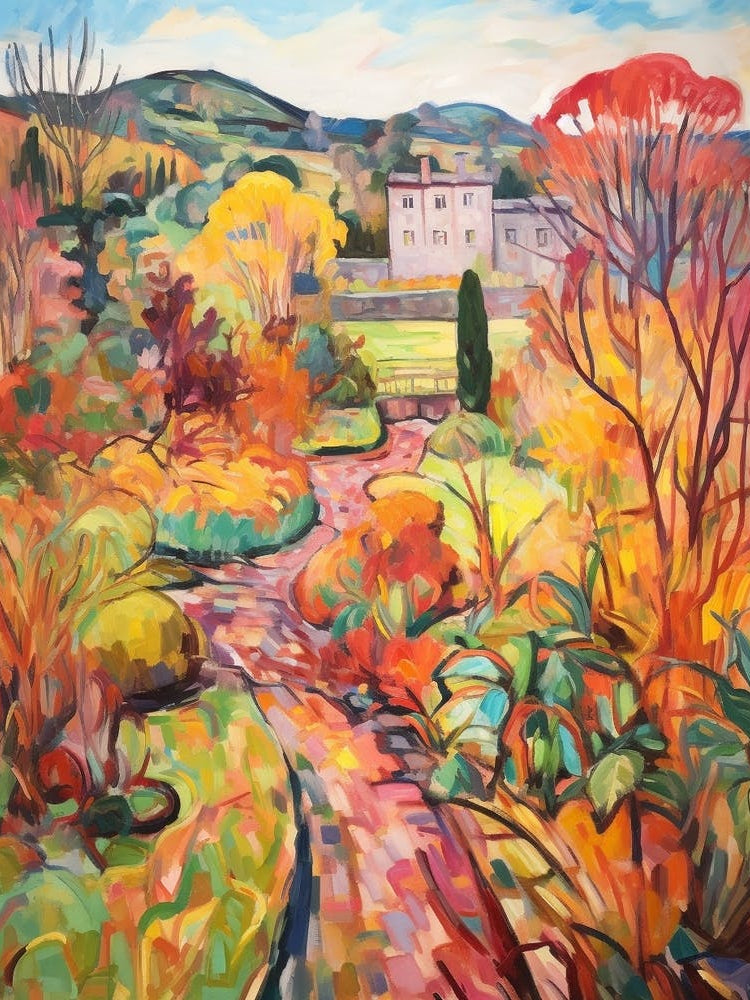 Autumn Gardens Painting Powis Castle Gardens United Kingdom 3