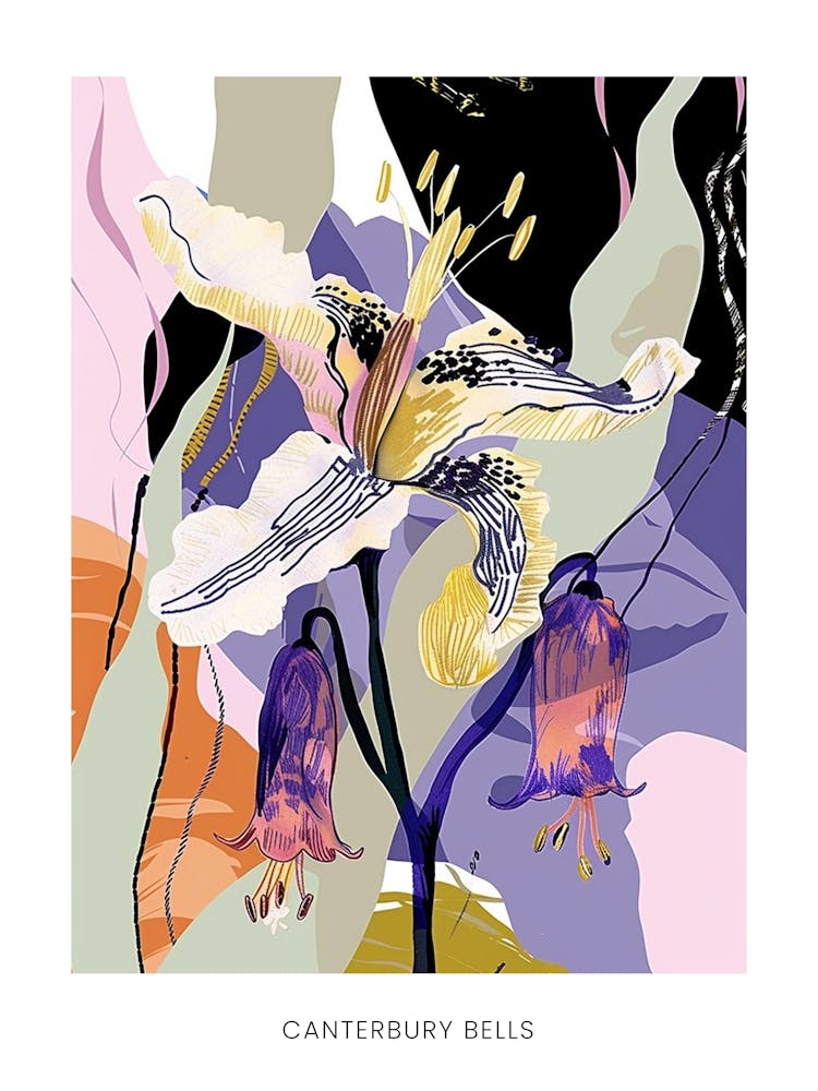 Colourful Flower Illustration Poster Canterbury Bells 4