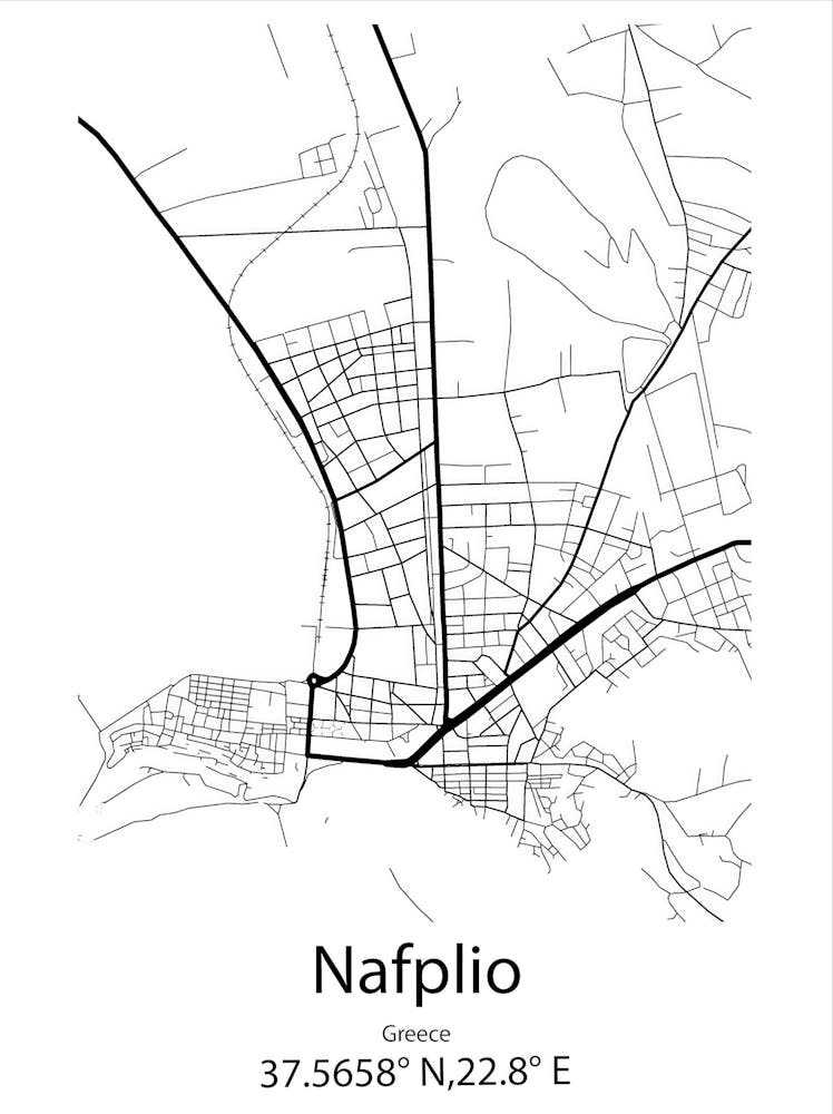 Nafplio,Greece Minimalist Map