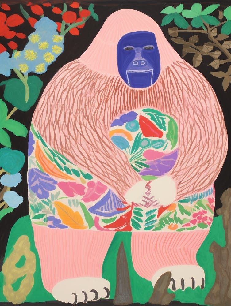 Maximalist Animal Painting Silverback Gorilla 1