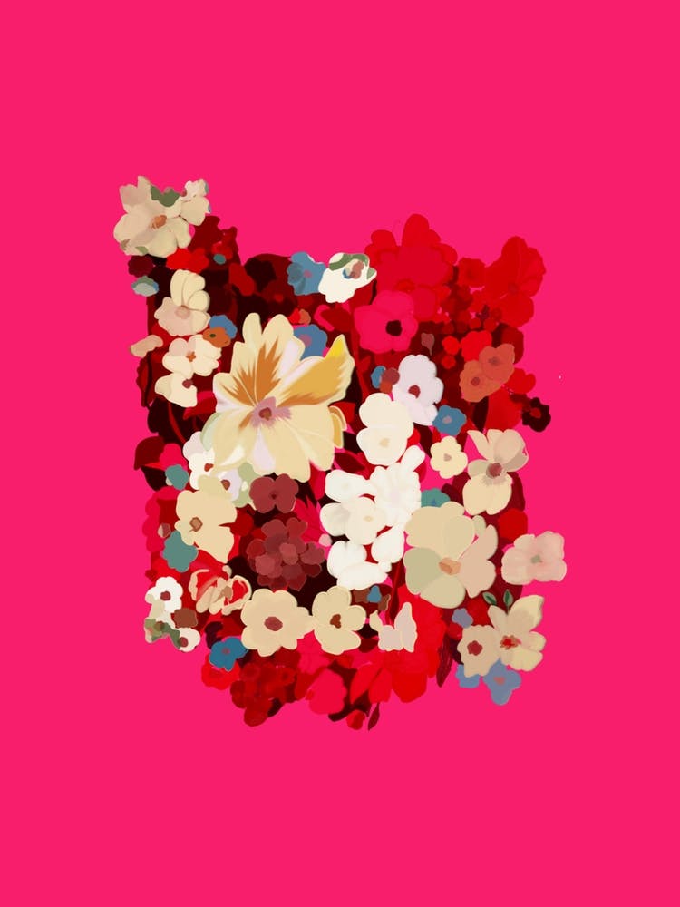 Flowers On A Pink Background "Floral Symphony"