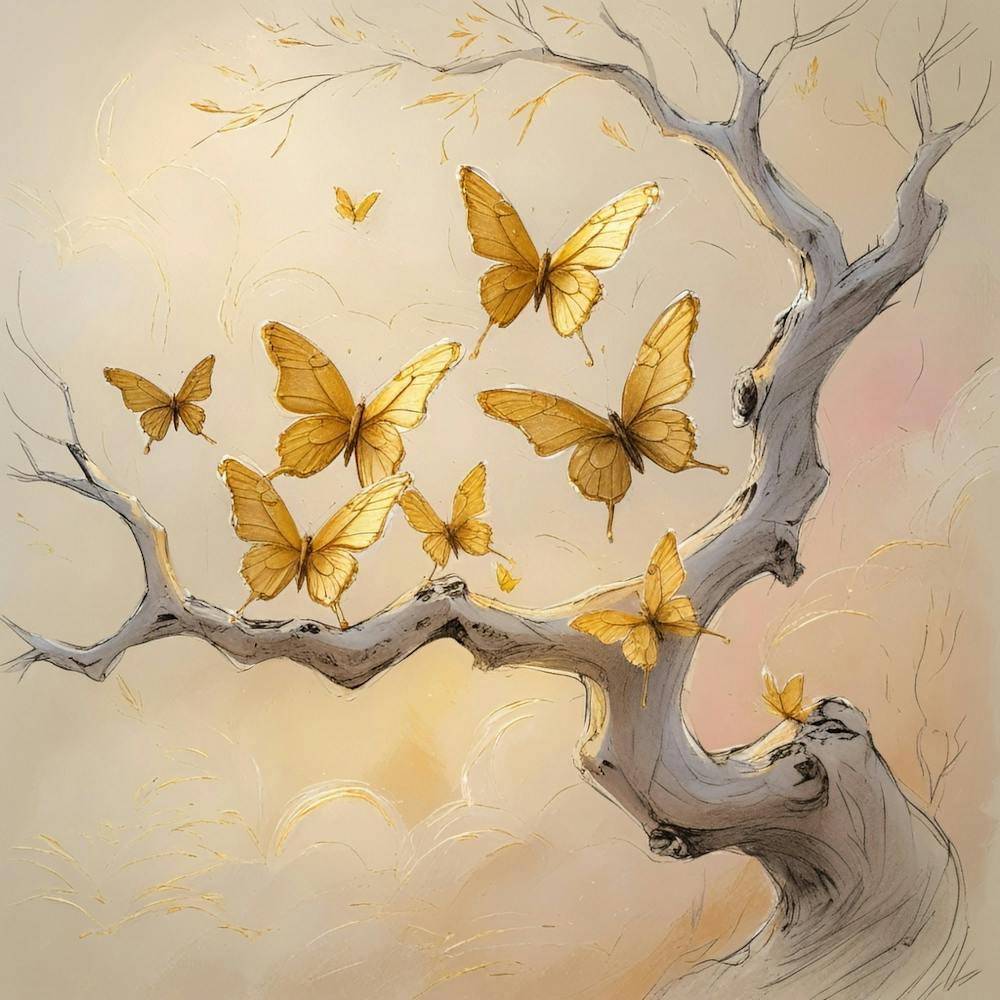 Butterflies On A Tree