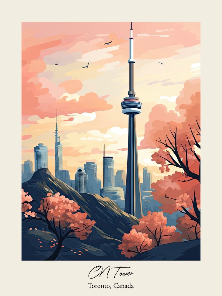Cn Tower   Toronto, Canada   Cute Botanical Illustration Travel 0 Poster