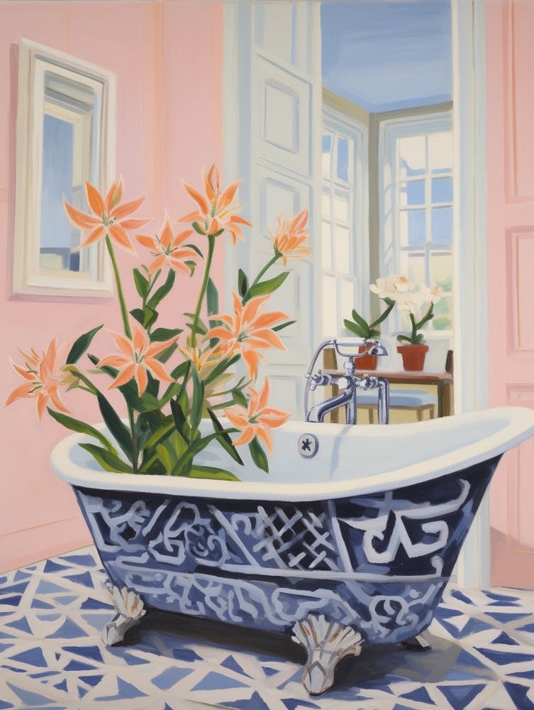 A Bathtube Full Lily In A Bathroom 4
