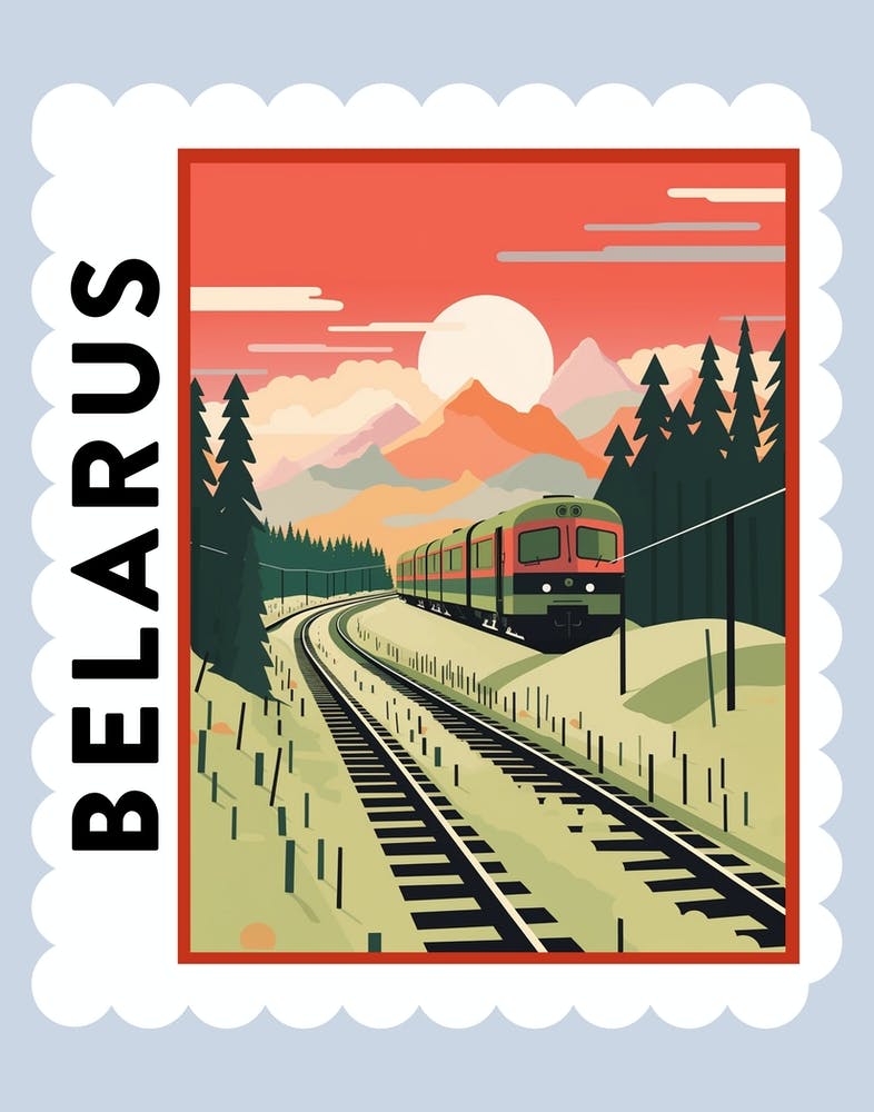 Belarus Travel Stamp Poster