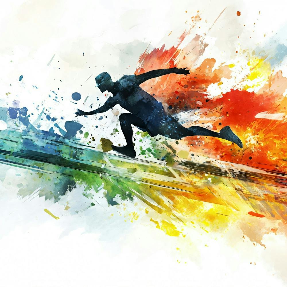 Soccer Player Running With Paint Splashes