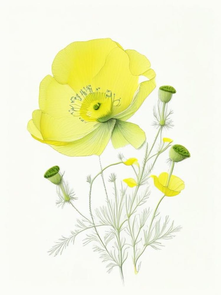 Hahnenfuß Blumen Quentin Blake Inspirierte Illustration 1 Blume