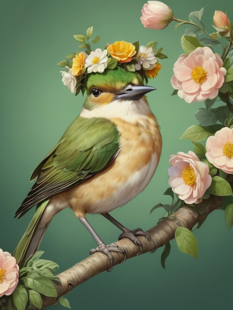 Oiseau À La Couronne de Fleurs