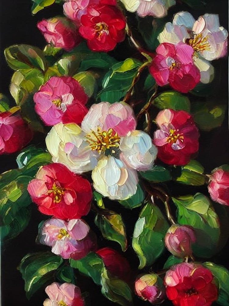 Apple Blossom Still Life Oil Painting Flower