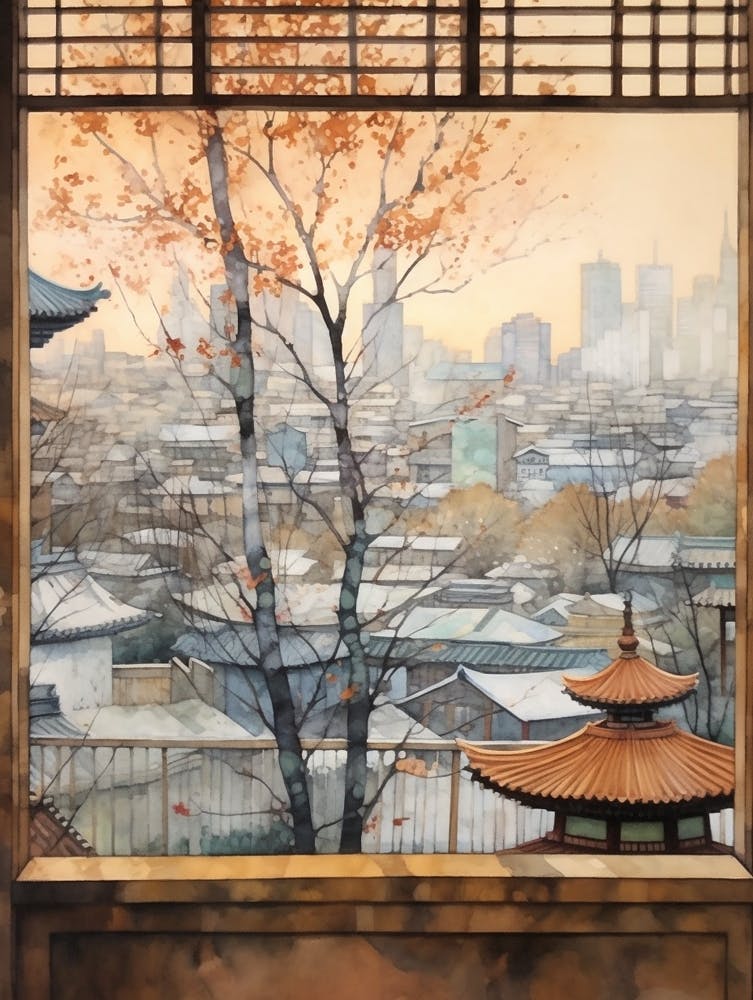 Winterliche Stadtlandschaft Peking China 3