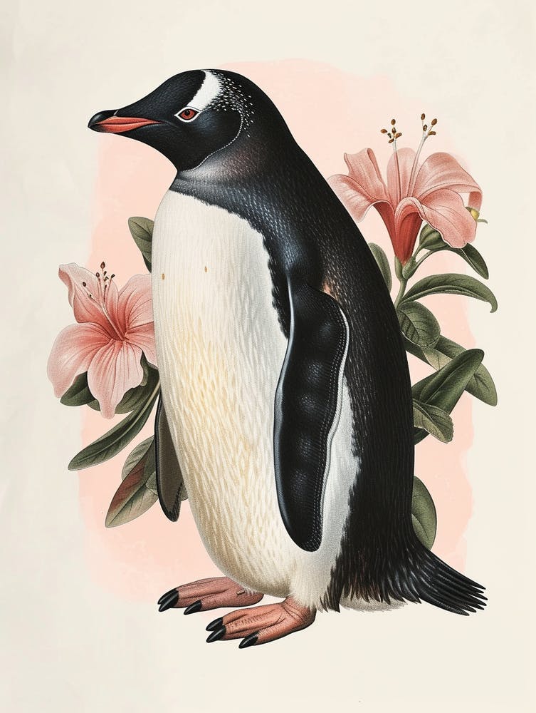 Adlie Penguin Saunders Island Vintage Botanical Painting 4