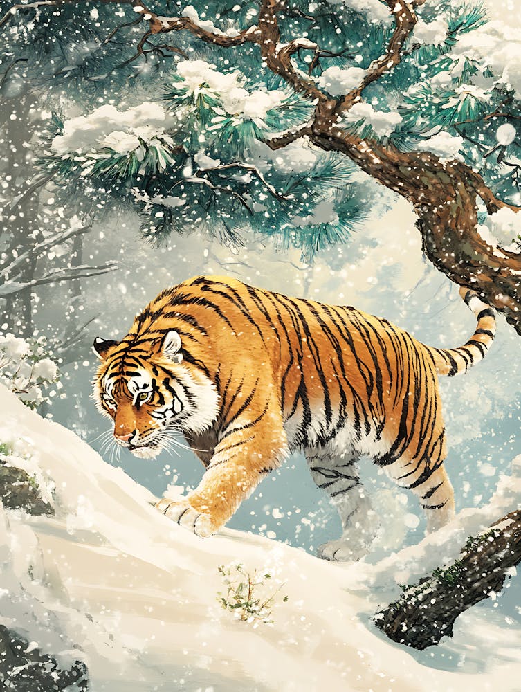 Époustouflant Tigre dans la neige 1