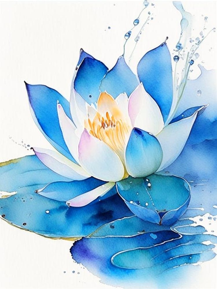 Blue Lotus Watercolour 4