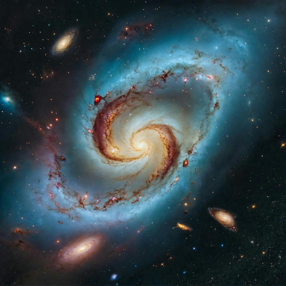 An Illustration Of Two Galaxies Colliding With Eac