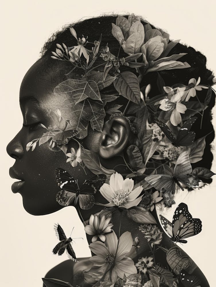 Portrait Of A Woman With Butterflies 1