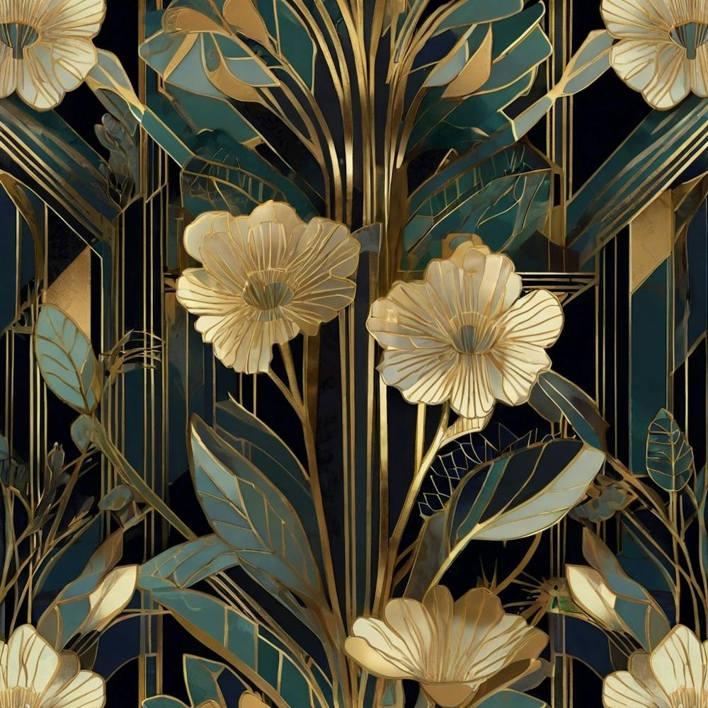 Gold And Black Floral Wallpaper