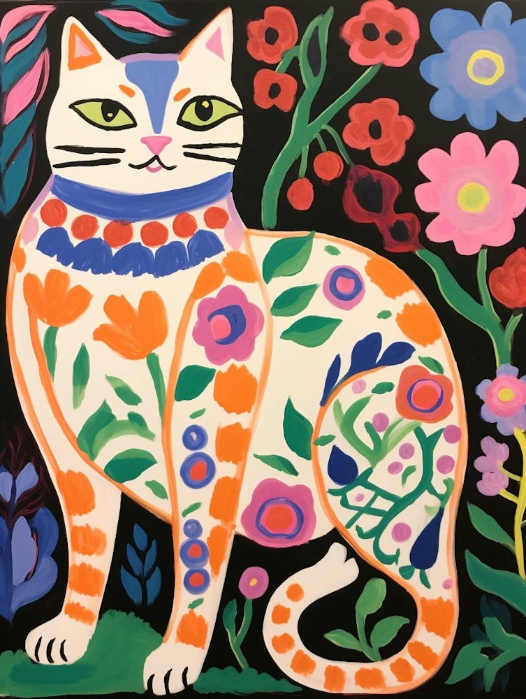 Maximalist Animal Painting Cat 3