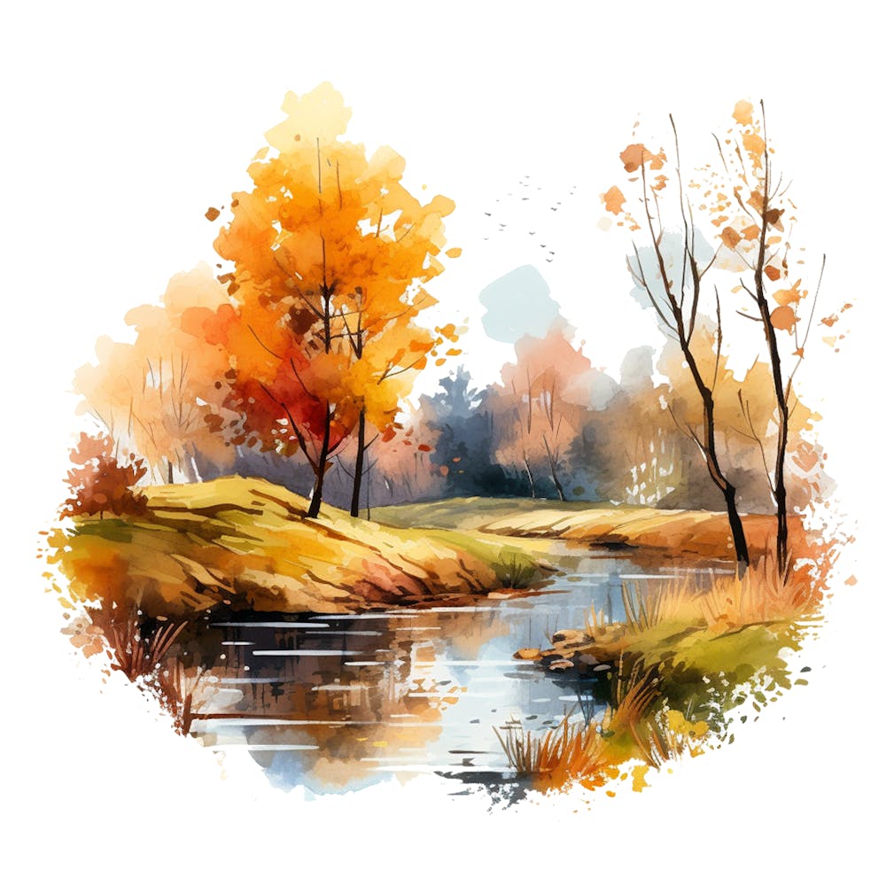 Watercolor Autumn Landscape 1