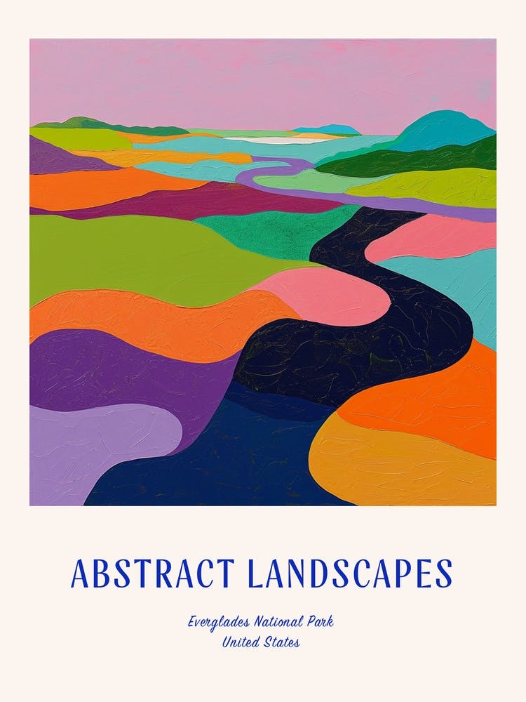 Colourful Abstract Everglades National Park Usa 1 Poster Blue