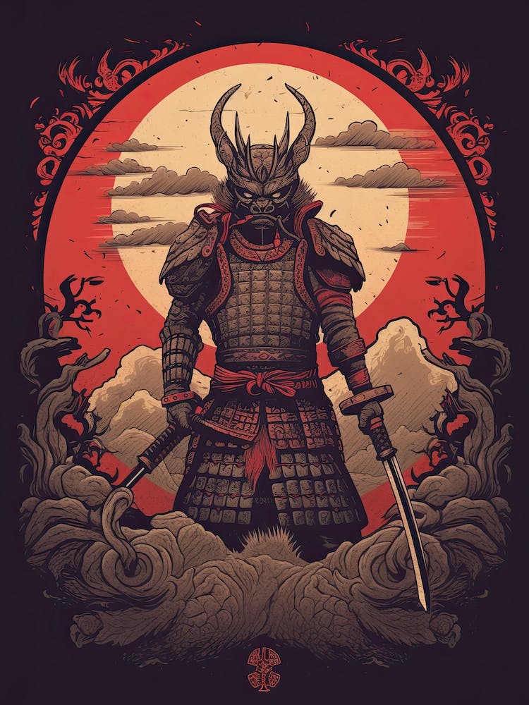 Samurai Tsuba Style Illustration 1