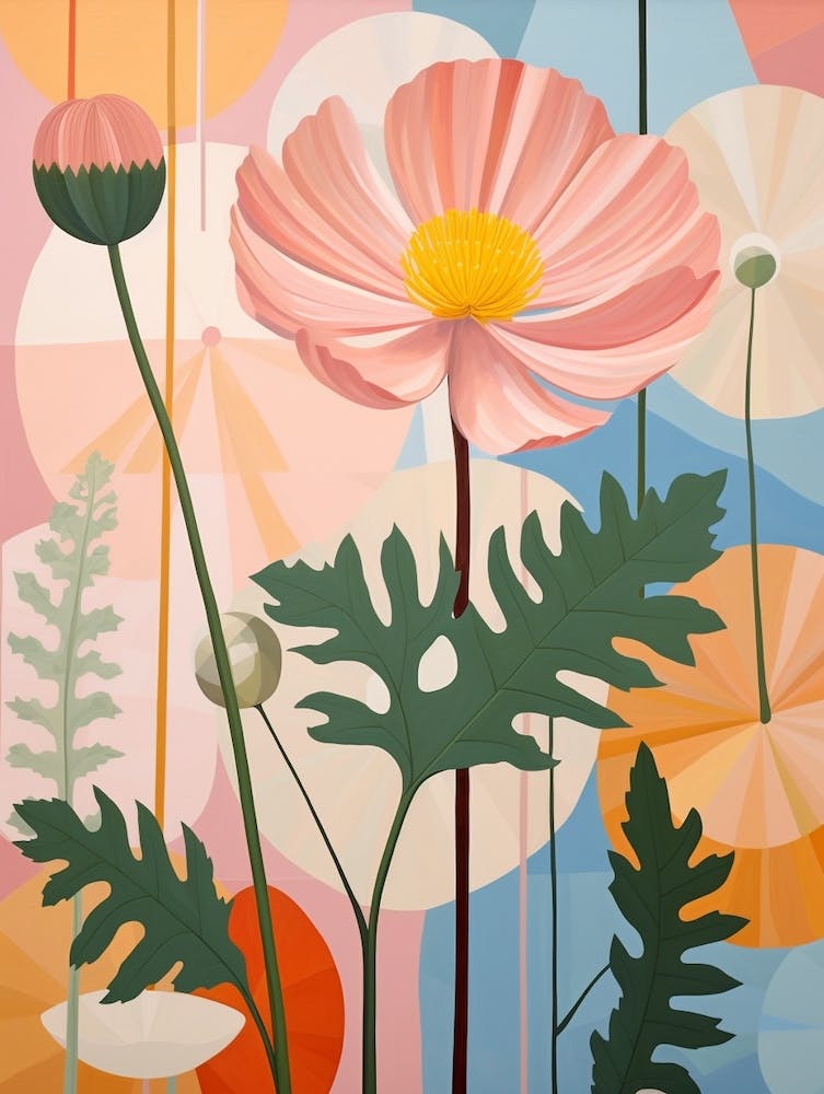 Cosmos 1 Hilma Af Klint Inspired Pastel Flower Painting