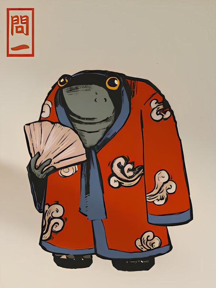 Japanese Frog Print Matsumoto Hoji Poster Frog Wall Art Vintage Print Frog Retro Funny Animalable Wall Art(2)