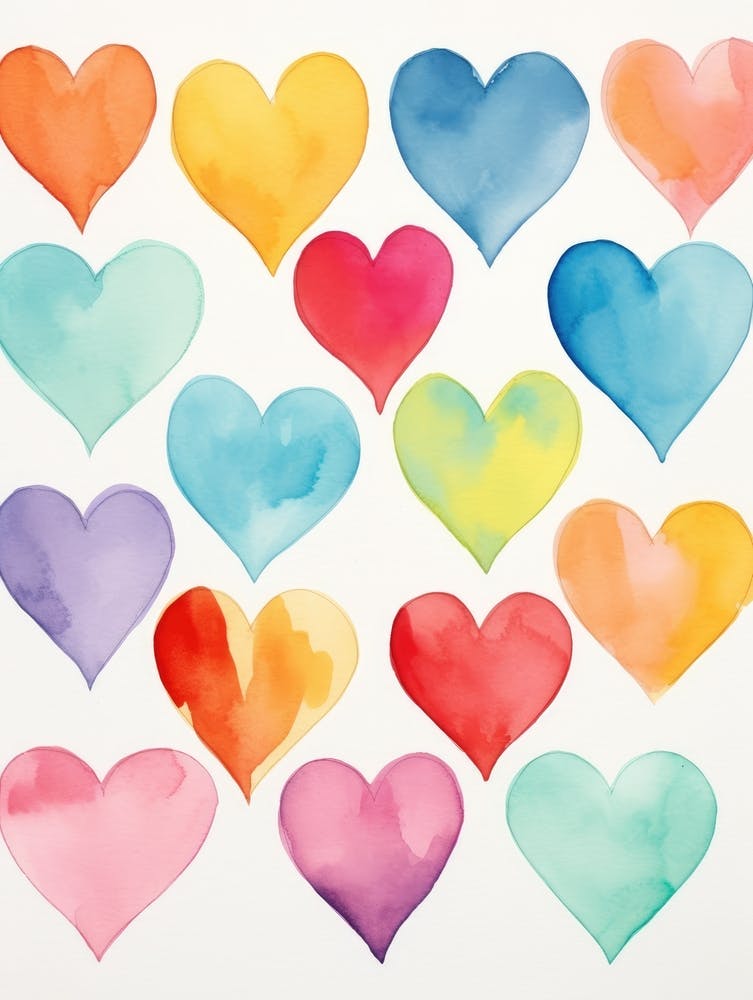 Watercolor Hearts 5