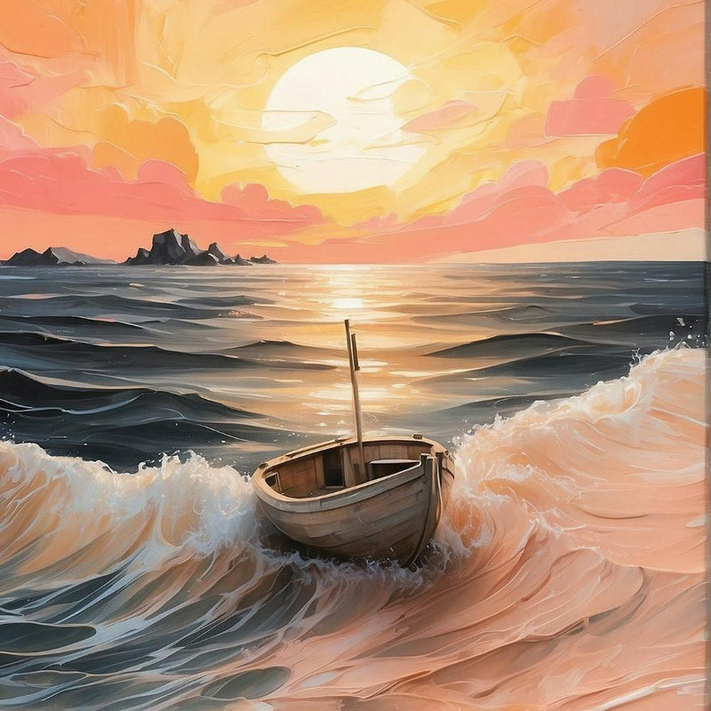 Boat At Sunset Canvas Print