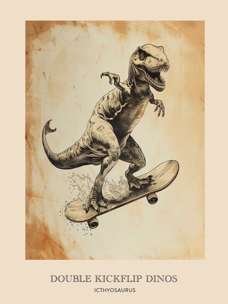 Icthyosaurus Vintage Dinosaur Poster 1