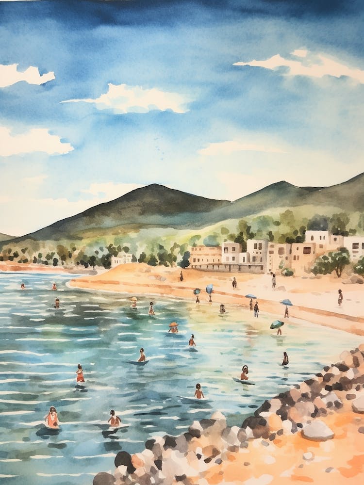 Schwimmen in Korsika Frankreich 3 Aquarell
