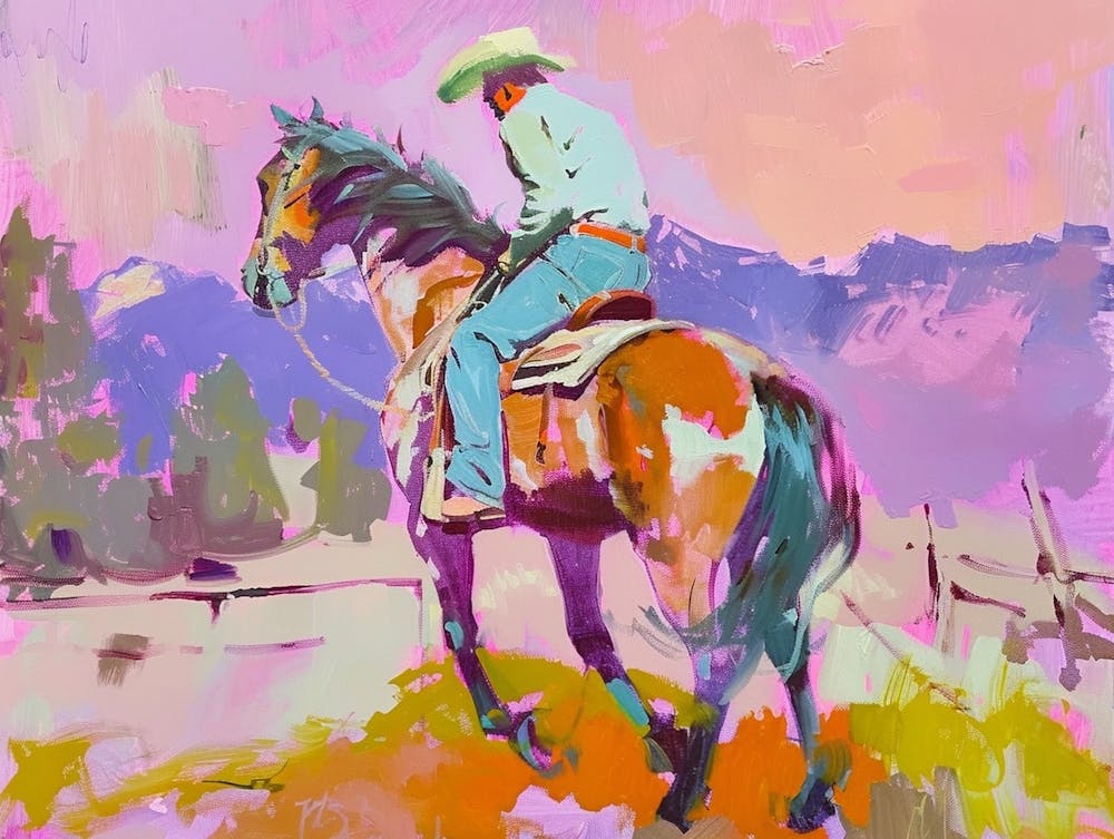 Neon Cowboy In Sierra Nevada 4 Painting