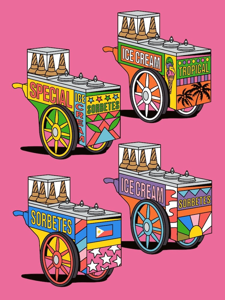 Colorful Philippines Sorbet Carts Filipino World Travel Art Asia