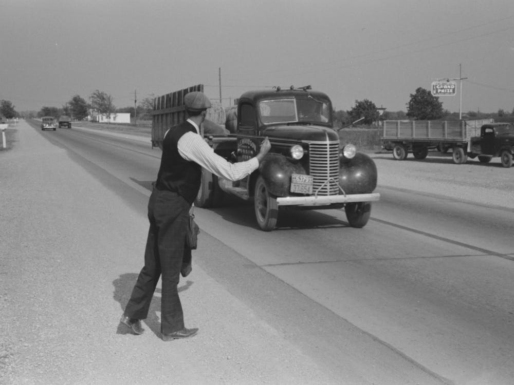 Hitchhiker At City Limits Of Waco, Texas By Russell Lee 1
