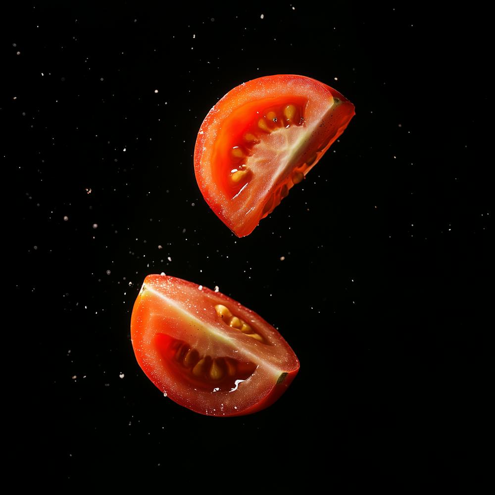 Sliced Tomato On Black Background